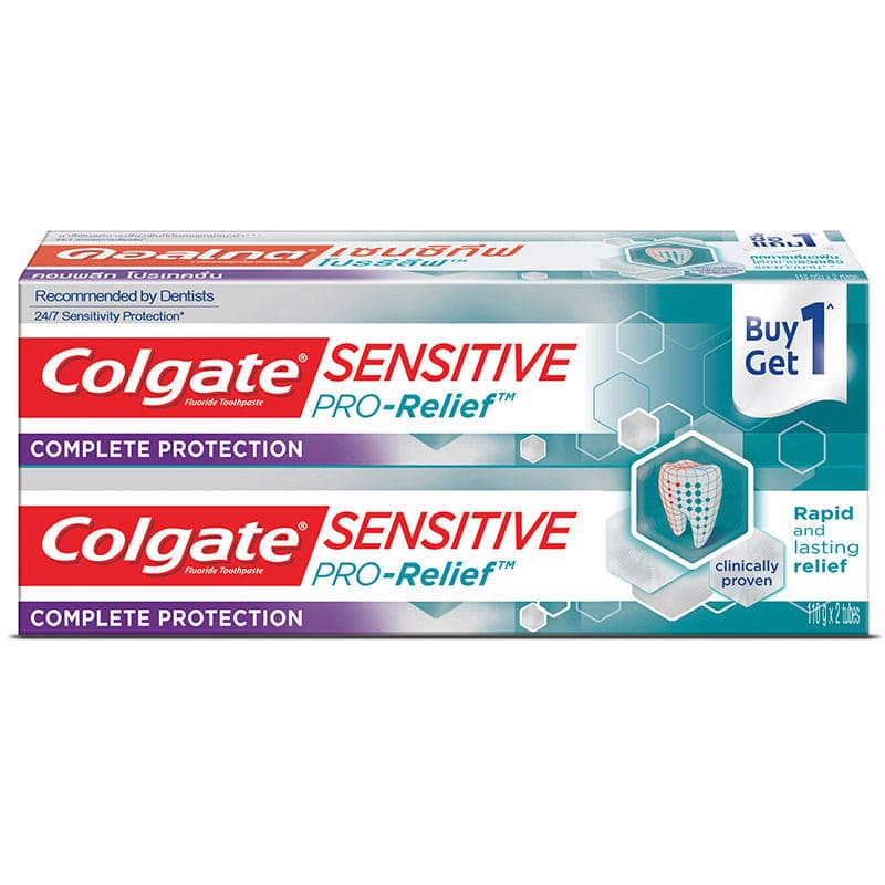Colgate Sensitive Pro Relief Complete Protection ยาสีฟันลดกลิ่นปาก ระงับการเกิดกลิ่น ขจัดสิ่งสกปรกตามซอกฟัน